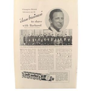 Vintage 1931 Barbasol Clean Business Ad Advertisement